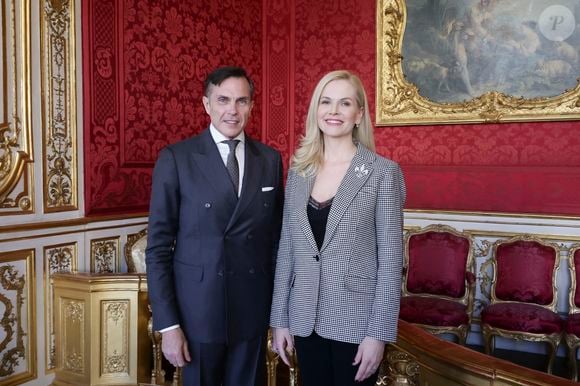 Prince Charles-Philippe et Princesse Naomi d’Orléans - Remise du Prix Hugues Capet, au Musée des Archives Nationales, Hotel de Soubise, dont le mécène est O.Harfouch à Paris le 1er avril 2025. Photo par Jack Tribeca / Bestimage