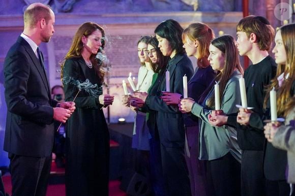 Le prince William, prince de Galles, et Catherine (Kate) Middleton, princesse de Galles, assistent à une cérémonie de commémoration des 80 ans de la libération du camp de concentration d'Auschwitz-Birkenau au Guildhall à Londres, le 26 janvier 2025.