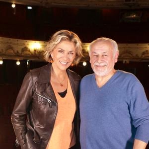 Exclusif - Francis Perrin et Corinne Touzet lors du tournage de "Sur Scène Avec" à Paris le 7 novembre 2024. © Jack Tribeca / Bestimage