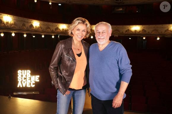 Exclusif - Francis Perrin et Corinne Touzet lors du tournage de "Sur Scène Avec" à Paris le 7 novembre 2024. © Jack Tribeca / Bestimage