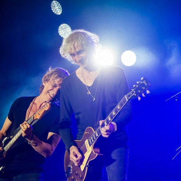 Jean-Louis Aubert, Richard Kolinka et Louis Bertignac, du groupe Les Insus, se produisent en concert au Paleo Festival de Nyon, en Suisse, le 22 juillet 2016. Photo : Loona/ABACAPRESS.COM