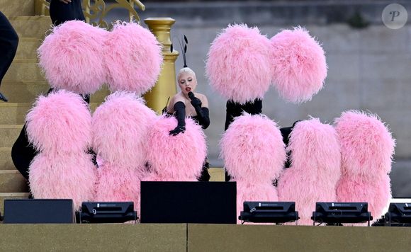 Lady Gaga répète avant la cérémonie d'ouverture des Jeux Olympiques d'été de Paris 2024, le 26 juillet 2024. Photo par Sina Schuldt/DPA/ABACAPRESS.COM