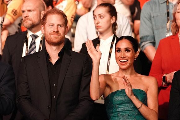 Photo d'archives du 16/09/23 du duc et de la duchesse de Sussex lors de la cérémonie de clôture des Invictus Games à Düsseldorf, en Allemagne  Jordan Pettitt/PA Wire : Jordan Pettitt/PA Wire