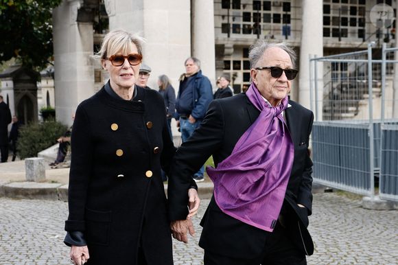 Chantal Ladesou et son mari Michel Ansault - Obsèques d'Isabelle Mergault à la Coupole du Père-Lachaise à Paris le 30 mars 2026. © Cyril Moreau - Dominique Jacovides / Bestimage