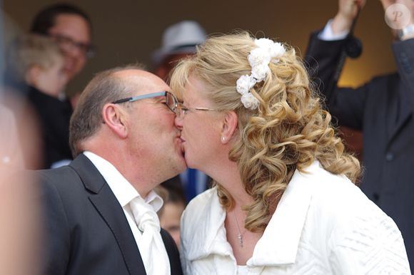 Exclusif - Mariage de Véronique et Thierry (L'amour est dans le pré, saison 9) à Valençay. Parmi les invités figuraient les anciens participants de l'émission. Le 23 mai 2015.
