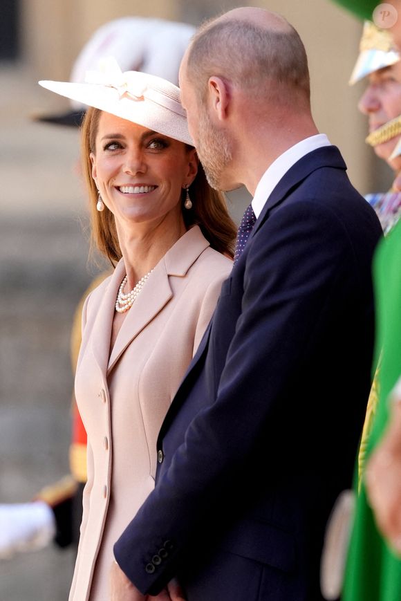 Le prince et la princesse de Galles lors de la cérémonie d'accueil de la visite d'État au Royaume-Uni du président français Emmanuel Macron et de son épouse Brigitte Macron, au château de Windsor, dans le Berkshire. © PA Photos/ABACA