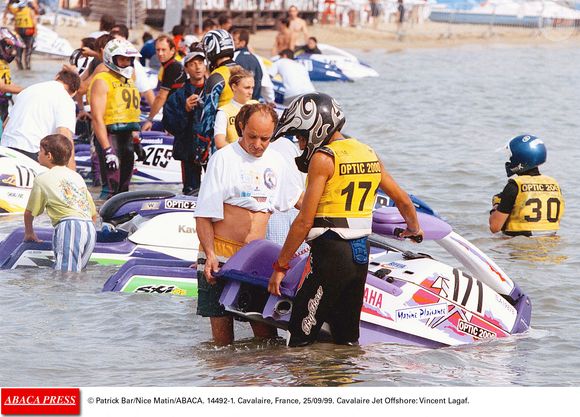 Vincent Lagaf à Cavalaire, France, 25/09/99. Crédit Patrick Bar/Nice Matin/Abaca