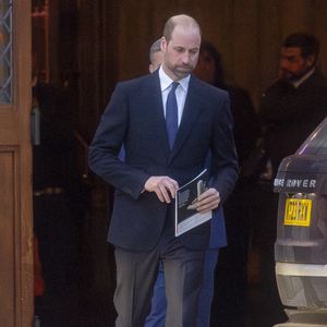 Le prince William, prince de Galles, et Catherine (Kate) Middleton, princesse de Galles, à la sortie de la cérémonie de commémoration des 80 ans de la libération du camp de concentration d'Auschwitz-Birkenau au Guildhall à Londres, le 26 janvier 2025.
