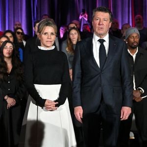 Christian Estrosi, le maire de Nice, accompagné de sa femme la journaliste et chroniqueuse de télé, Laura Tenoudji, a participé à la réunion de rentrée des Amis du Maire organisé dans la salle de spectacle du Palais de la Méditerranée à Nice, le 20 janvier 2023. © Bruno Bebert/Bestimage