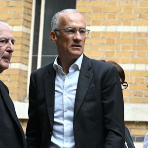 Gilles Bouleau - Sorties des obsèques de Nonce Paolini en l'église Saint-Honoré-d'Eylau, 66 bis, avenue Raymond-Poincaré à Paris, France, le 23 juillet 2024. ©Agence / Bestimage