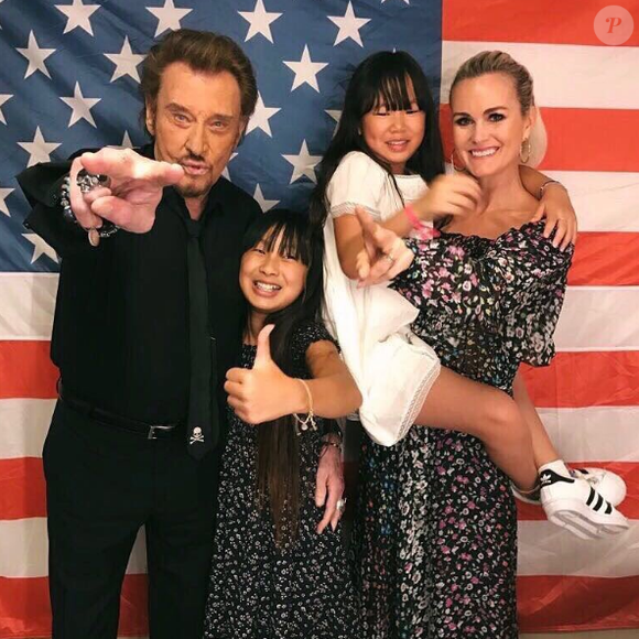Johnny et Laeticia Hallyday avec leurs filles Jade et Joy, le 26 juin 2017.