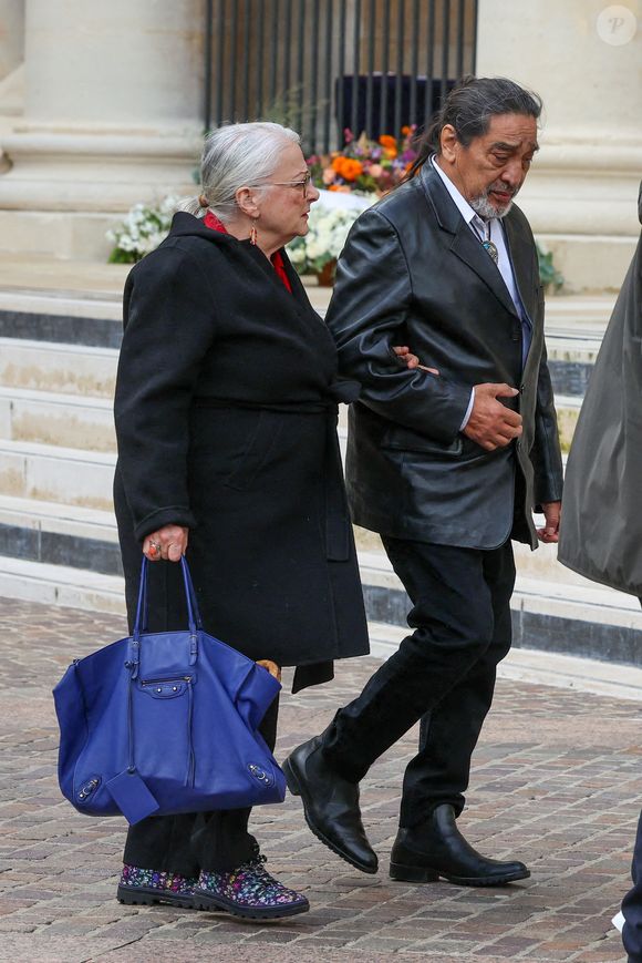 Josiane Balasko et son mari George Aguilar - Obsèques de Michel Blanc en l'église Saint-Eustache à Paris, le 10 octobre 2024.
© Moreau / Jacovides / Bestimage