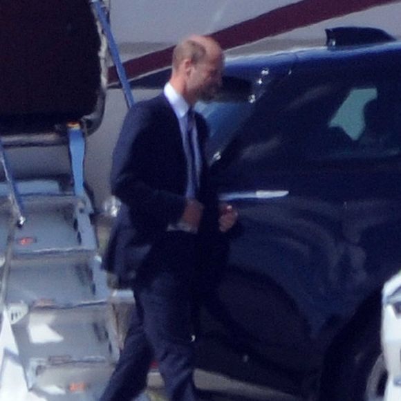 Le prince William et son épouse Kate Middleton à l'aéroport de Glasgow en Écosse, le 22 mai 2025.  Backgrid UK/ Bestimage