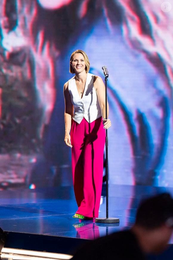 Lorie Pester lors de l'enregistrement de l'émission "La Boîte à secrets", présentée par F.Bollaert et diffusée le 3 octobre 2025 sur France 3, dans les studios du Lendit à Saint-Denis, Seine Saint-Denis, France, le 9 septembre 2025. Crédit Pierre Perusseau/Bestimage