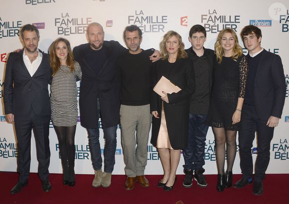 Victoria Bedos, François Damiens, Eric Lartigau, Karin Viard, Luca Gelberg, Louane Emera, Ilian Bergala - Avant-première du film "La Famille Bélier" au Grand Rex à Paris, le 9 décembre 2014.©Bestimage