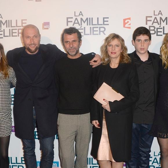 Victoria Bedos, François Damiens, Eric Lartigau, Karin Viard, Luca Gelberg, Louane Emera, Ilian Bergala - Avant-première du film "La Famille Bélier" au Grand Rex à Paris, le 9 décembre 2014.©Bestimage