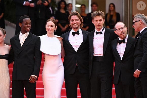 Micheal Ward, Emma Stone, Luke Grimes, Austin Butler, Ari Aster et Joaquin Phoenix assistent à la première d'Eddington lors du 78ème Festival de Cannes à Cannes, France. Le 16 mai 2025. Doug Peters/PA Wire
PA Photos/ABACA