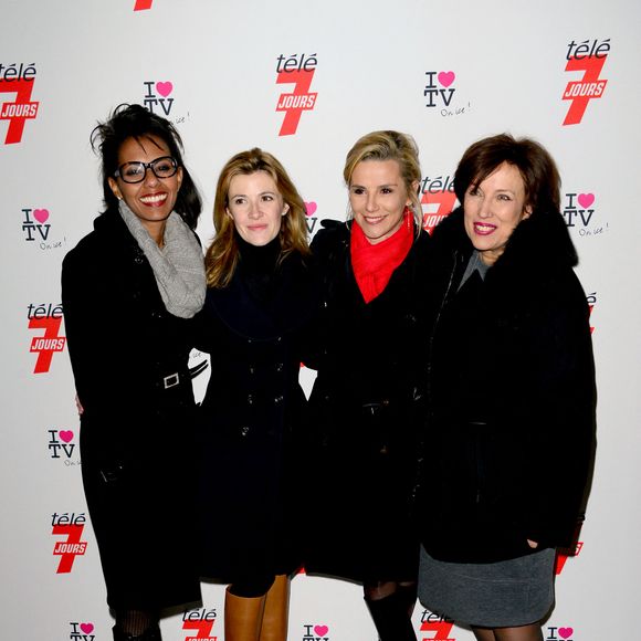 Audrey Pulvar, Elisabeth Bost, Laurence Ferrari et Roselyne Bachelot assistant à la soirée 'I love TV on Ice' qui s'est tenue au Grand Palais des Glaces à Paris, France, le 12 décembre 2012. Photo by Nicolas Briquet/ABACAPRESS.COM