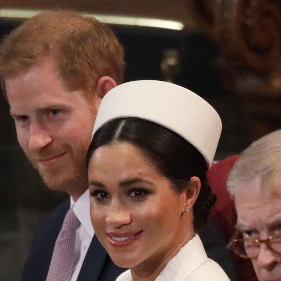 Le prince Harry, duc de Sussex, Meghan Markle, duchesse de Sussex lors de la messe en l'honneur de la journée du Commonwealth à l'abbaye de Westminster à Londres le 11 mars 2019.