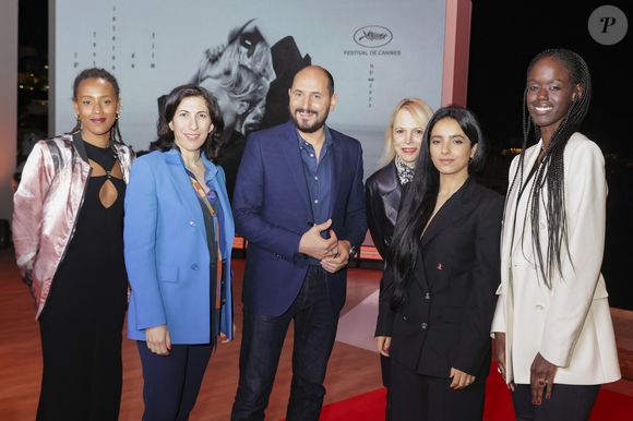 Exclusif - Camille Diao, Rima Abdul Malak (ministre de la Culture), Karim Rissouli, Laure Adler, Hafsa Herzi, Ramassa-Toulaye Sy lors de l'émission "C ce soir" lors du 76ème Festival International du Film de Cannes, France, le 19 mai 2023. © Jack Tribeca/Bestimage