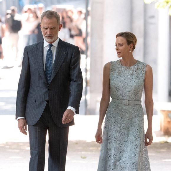Le roi Felipe VI d'Espagne, la princesse Charlène de Monaco lors du 150ème anniversaire de l'établissement des premières relations diplomatiques entre l'Espagne et Monaco au Jardin botanique royal à Madrid le 1er juin 2026. LALO YASKY / BESTIMAGE