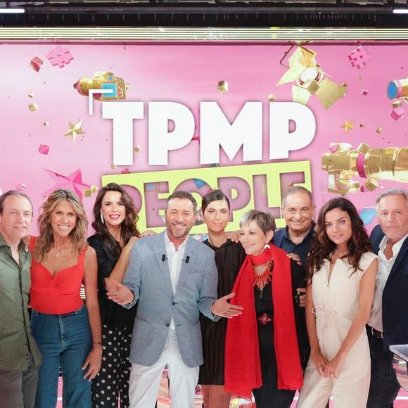 Exclusif - Philippe Candoloro, Rachel Bourlier, Sophie Coste, Bernard Montiel, Deborah Tordjman, Isabelle Morini-Bosc, Laurent Fontaine, Francesca Antoniotti, Jean-Michel Maire sur le plateau de l’émission TPMP People, enregistrée le 1er juin, présentée par B.Montiel et diffusée le 03 juin sur C8 à Paris, France, le 1er juin 2023. © Jack Tribeca/Bestimage