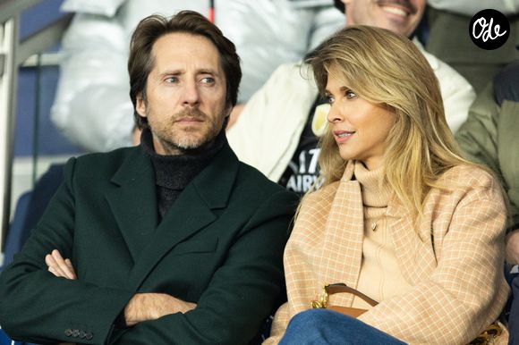 Ophélie Meunier et son mari Mathieu Vergne - Célébrités dans les tribunes du match de 8ème de finale aller de la Ligue Des Champions 2025-2026 (LDC) "PSG - Chelsea (5-2)" au Parc des Princes à Paris le 11 mars 2026.

© Cyril Moreau/Bestimage