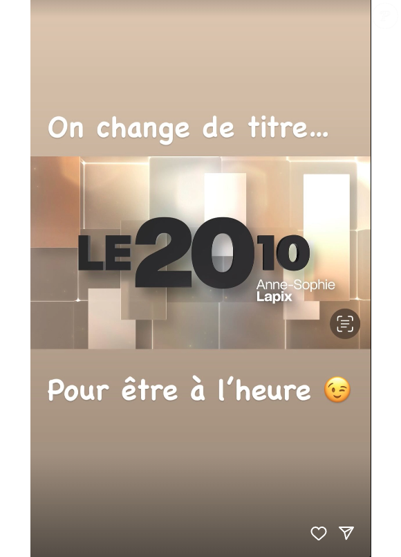 En effet, "On change de titre pour être à l'heure"

Anne-Sophie Lapix sur Instagram, 19 septembre 2025