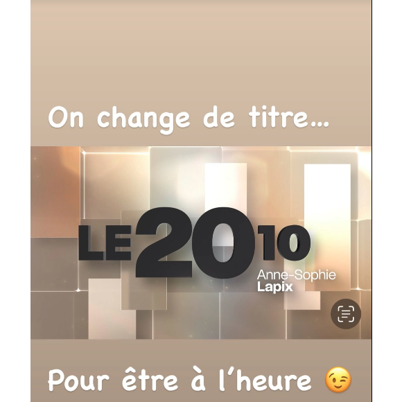 En effet, "On change de titre pour être à l'heure"

Anne-Sophie Lapix sur Instagram, 19 septembre 2025