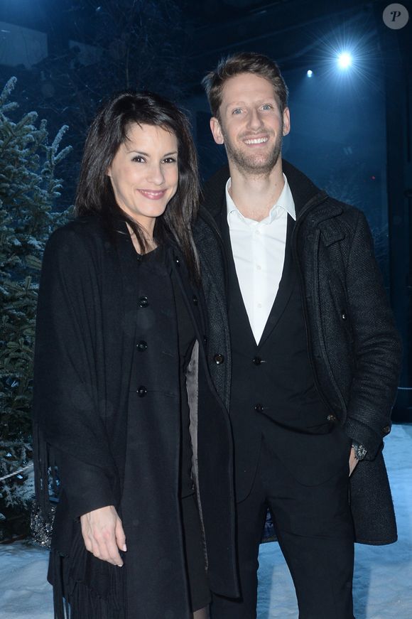 Romain Grosjean et sa femme Marion Jollès - People au défilé de mode Moncler Gamme Bleu collection Printemps-Eté 2017 lors de la fashion week Homme à Milan, le 15 janvier 2017. SGP / BESTIMAGE