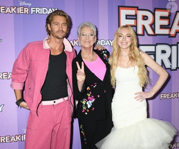 Chad Michael Murray, Jamie Lee Curtis et Lindsay Lohan, à New York, lors de la projection spéciale de "Freakier Friday" de Disney au Hudson Square Theater à New York, le 28 juillet 2025.

Photo par Backgrid USA / Bestimage