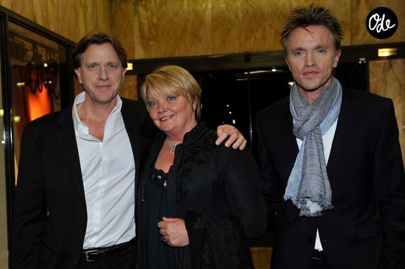 Claude Francois Junior, a gauche, sa mere, Isabelle Foret et Marc Francois sont a Monaco le 10 mars 2012, pour l'avant premiere du film Cloclo realise par Florent Emilio Siri avant sa sortie officielle mercredi 14 mars et un jour avant l'anniversaire de la mort du chanteur populaire (11 mars 1978) qui a fait ses debuts d'artistes en Principaute dans l'orchestre de variete de Monaco dirige par Louis Frosio. © JUNIOR / BESTIMAGE