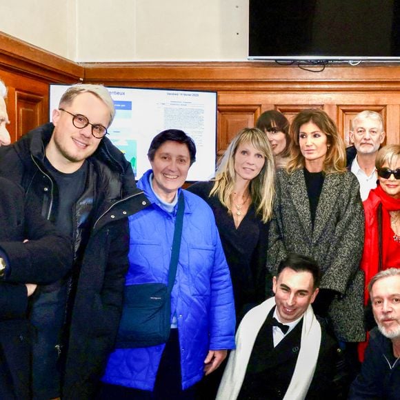 Exclusif - William Leymergie, Guillaume Genton, Danielle Moreau, Géraldine Maillet, Caroline Ithurbide, Gilles Verdez, Isabelle Morini-Bosc, Laurent Fontaine, Bernard Montiel, Jordan De Luxe et  Jean-Michel Maire - Plusieurs personnalités de C8 sont venues devant le Conseil d’État pour soutenir les chaînes de la TNT C8 et NRJ 12 pour l'audience de la dernière chance, à Paris, France, le 14 janvier 2025. © Jack Tribeca/Bestimage