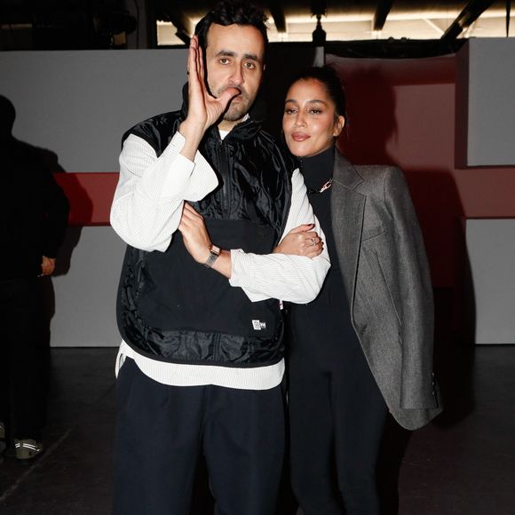 Semi-exclusif - Jonathan Cohen et Leïla Bekhti - Front Row au défilé Marcia prêt-à-porter automne-hiver 2023/2024 lors de la Fashion Week de Paris (PFW), au Garage Amelot, à Paris, France, le 1er mars 2023. © Christophe Clovis/Bestimage