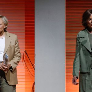 Muriel Robin et sa femme Anne le Nen lors d'une soirée en hommage à Jean-Loup Dabadie à la SACEM à Neuilly-sur-Seine, le 07 avril 2025. © Christophe Clovis / Bestimage