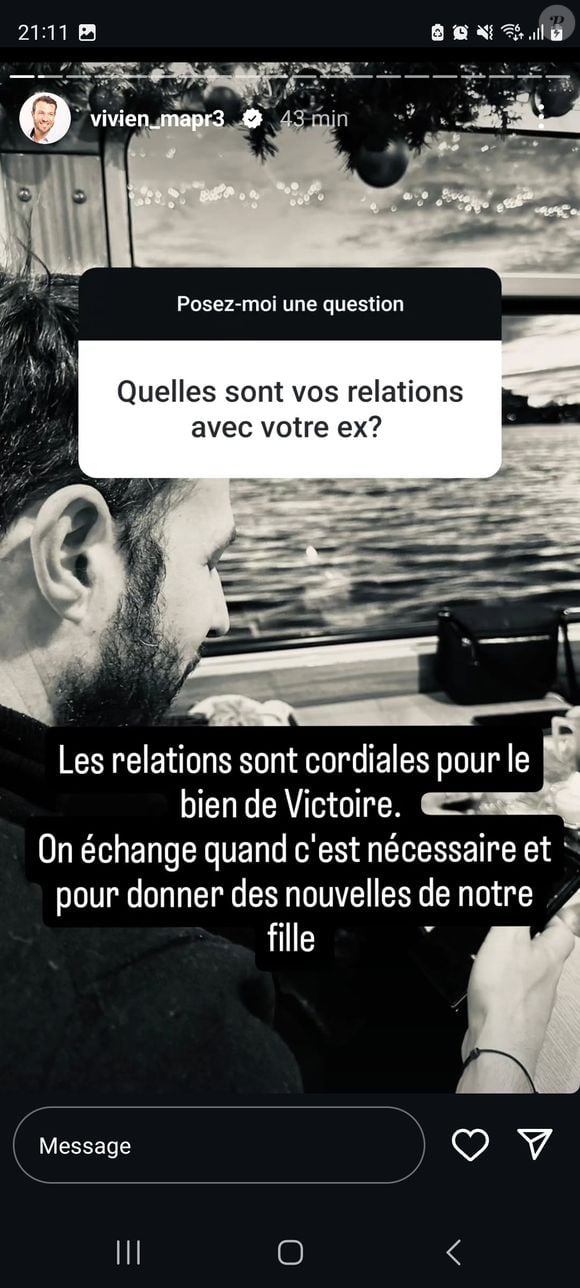 Ils ont la garde une semaine/une semaine

Vivien de "Mariés au premier regard" évoque son ex Charline pour la première fois, sur Instagram, le 23 décembre 2024