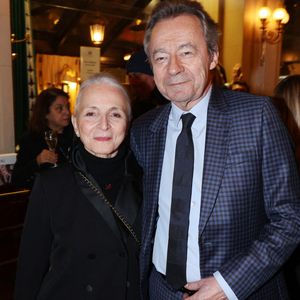 Michel Denisot et son épouse Martine Patier assistent au lancement du livre Michel Denisot 'On peut rire de tout, sauf en mangeant de la semoule' aux Deux Magots le 15 mars 2023 à Paris, France. Photo Jerome Dominé/Abaca
