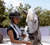 Alors qu'elle concourrait à l’épreuve Kids Cup Decathlon à 70 cm avec sa ponette Valentine du Delta, 

Giulia Sarkozy pour le Longines Paris Eiffel Jumping