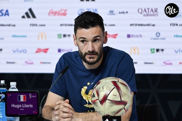 Hugo Lloris, capitaine de l'équipe de France - Conférence de presse du séléctionneur et du capitaine de l'équipe de France avant la finale France / Argentine lors de la Coupe du Monde de football FIFA Qatar 2022 à Doha le 17 décembre 2022.

© Philippe Perusseau / Bestimage