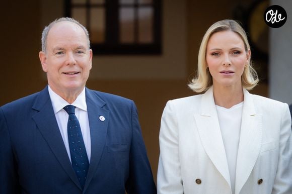 Le prince Albert II de Monaco et la princesse Charlène de Monaco ont accueilli au Palais princier les ambassadeurs et représentants permanents des 46 États membres de l'organisation du Conseil de l'Europe, Monaco le 2 septembre 2026. © Olivier Huitel/Pool Monaco/Bestimage