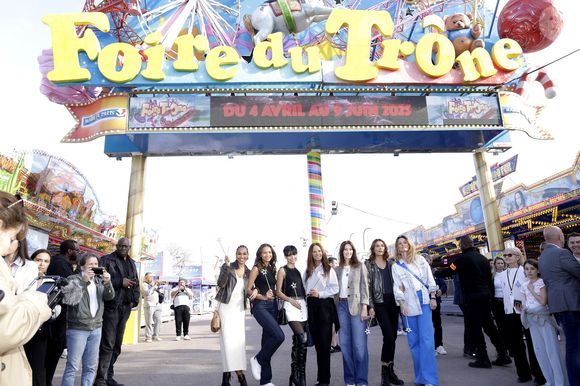 Mareva Galanter, Sophie Thalmann, Nathalie Marquay Pernaut , Ève Gilles (Miss France 2024), Melody Vilbert, Clémence Botino (Miss France 2020) et Indira Ampiot - Inauguration de la Foire du Trône 2025 à Paris le 4 avril 2025. © Cédric Perrin/Bestimage
