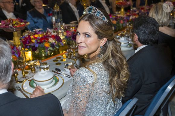 Princesse Madeleine (La princesse Madeleine de Suède), Le banquet du prix Nobel 2025 à l'hôtel de ville de Stockholm, en Suède, le 10 décembre 2025.

Photo : Dana Press / Bestimage