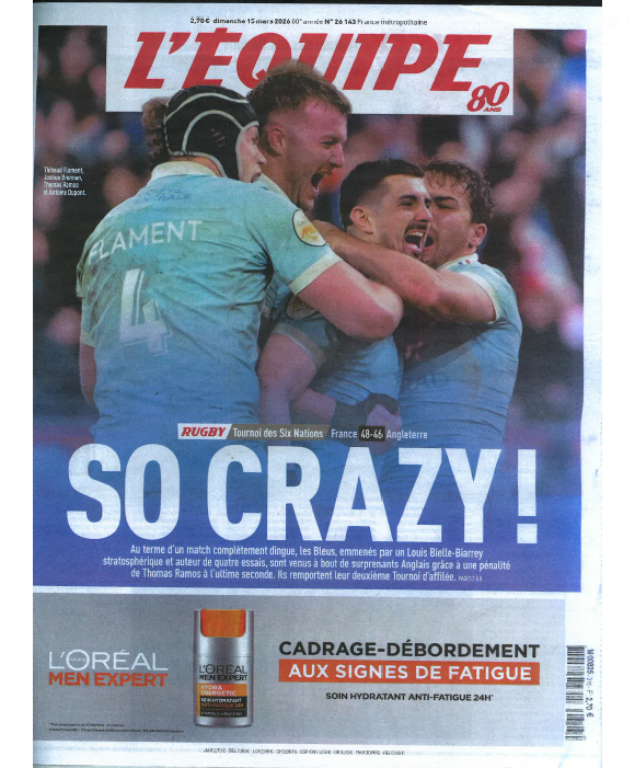 Couverture du magazine "L'Equipe".