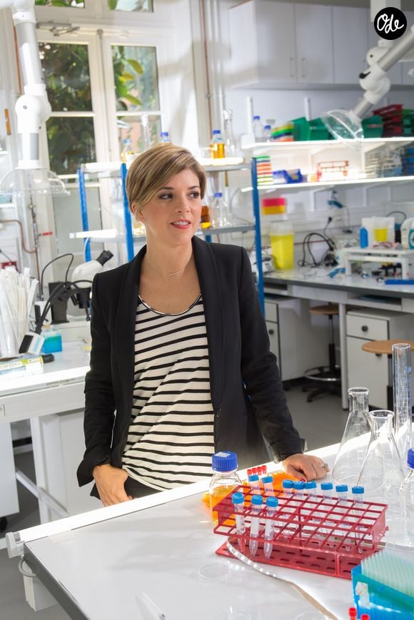 Bénédicte Le Chatelier (LCI) lors du tournage en coulisses des spots TV du Pasteurdon à l'Institut Pasteur à Paris, le 17 juin 2016. © Joséphine Royer/Bestimage