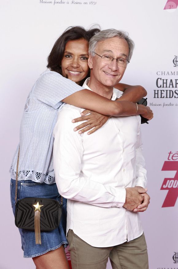 Exclusif - Karine Le Marchand et Laurent Petitguillaume - Soirée "Télé 7 Jours Summer Party" au restaurant "Monsieur Bleu" à Paris le 14 juin 2022. © Christophe Aubert via Bestimage