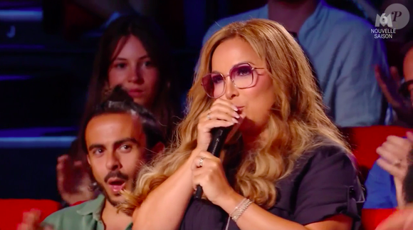 Le premier épisode de la nouvelle saison de l'émission La France a un incroyable talent sur M6 (capture d'écran). Hélène Ségara a été touchée par les mot de Karine Le Marchand