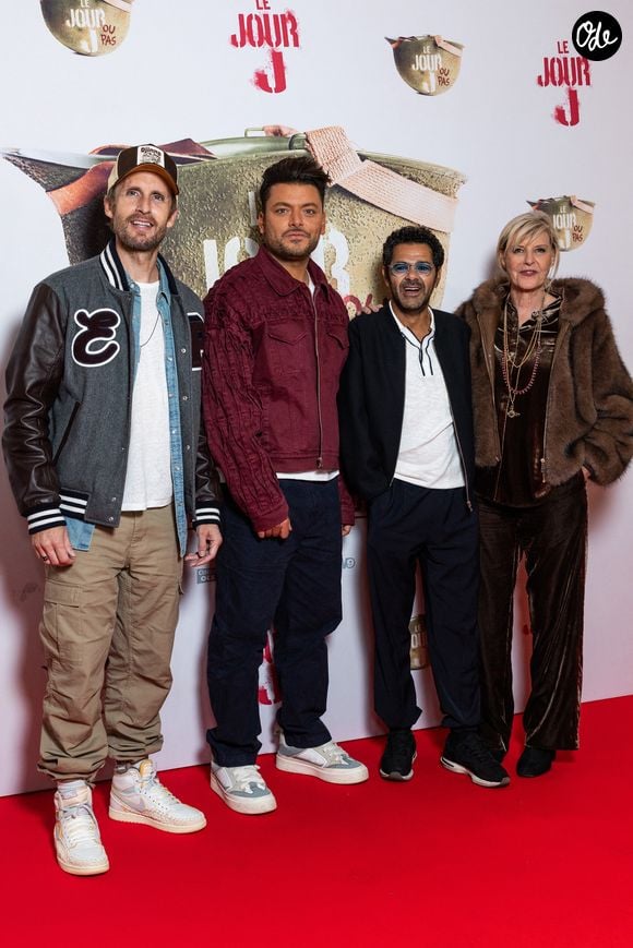 Philippe Lacheau, Kev Adams, Jamel Debbouze, Chantal Ladesou - Première du film "Le Jour J" à Paris, le 9 octobre 2025.
© Julien Sarkissian/Bestimage