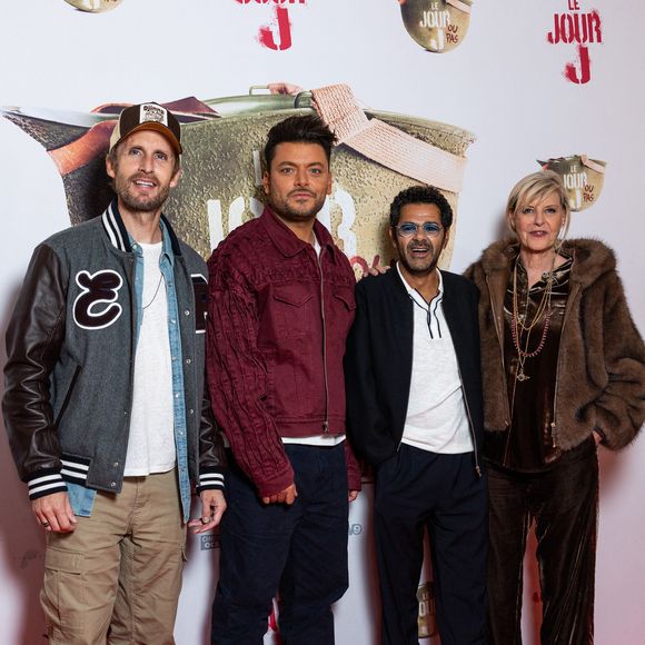 Philippe Lacheau, Kev Adams, Jamel Debbouze, Chantal Ladesou - Première du film "Le Jour J" à Paris, le 9 octobre 2025.
© Julien Sarkissian/Bestimage