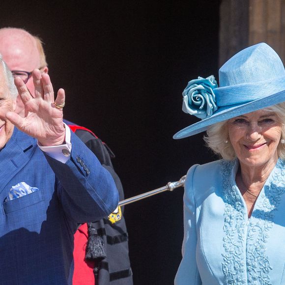 Le roi CHARLES III et la reine CAMILLA arrivent à l'office des matines de Pâques à la chapelle St George au château de Windsor. UK le 20 avril 2025. Photo par Tayfun Salci/ZUMA Press Wire/ABACAPRESS.COM