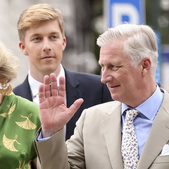 La reine Mathilde, le roi Philippe, le prince Emmanuel, la princesse Elisabeth - La famille royale de Belgique lors de la garden party pour la Fête Nationale belge à Bruxelles. Le 21 juillet 2024. Photonews / Bestimage